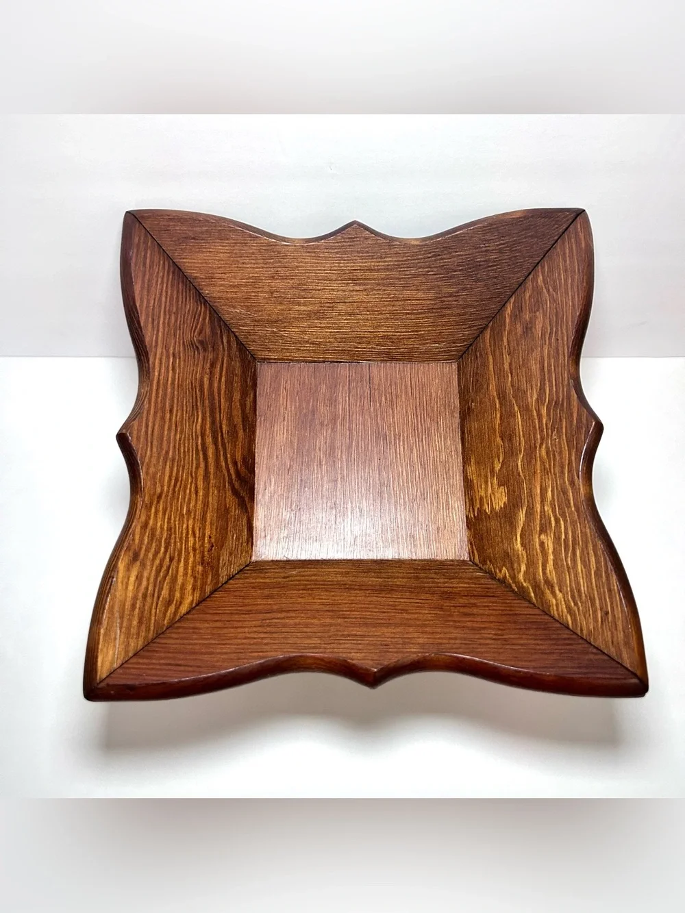 Vintage Mid-Century Modern Cornwall Wooden Pedestal Fruit Nut Bowl
